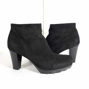 La Canadienne Women's US 7,5M Black Suede Platform Heeled Ankle Boot Booties